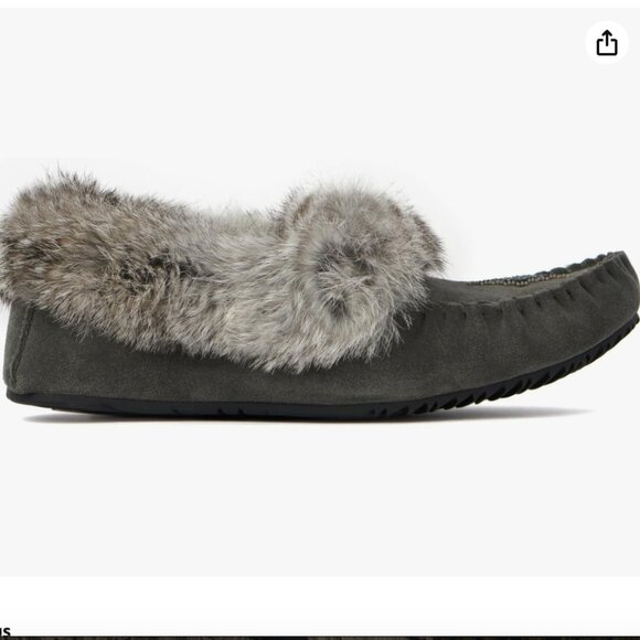 Manitobah Street Moccasin Outdoor Slipper, Fleece-Lined, Suede Leather, Charcoal - Picture 3 of 10